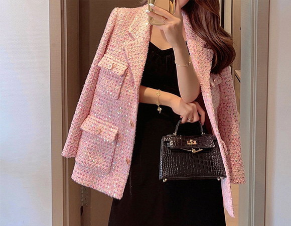 ★주문폭주★루리 핑크 트위드 자켓