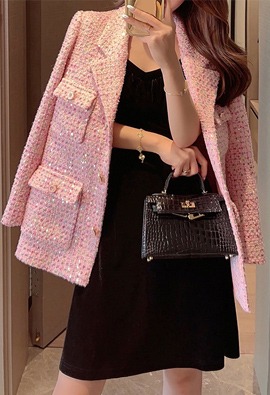 ★주문폭주★루리 핑크 트위드 자켓