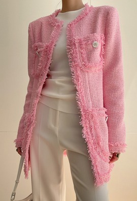 바슈 핑크 트위드 자켓