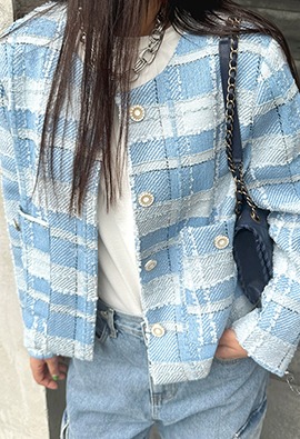 ★주문폭주★메르디 블루 트위드 자켓