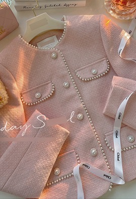 ★주문폭주★라일라 핑크 트위드 자켓